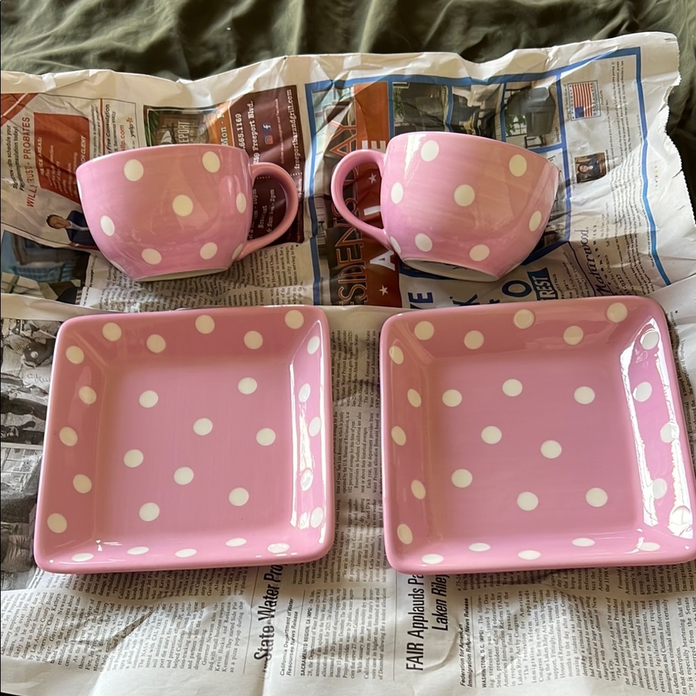 Pink Polka Dot Tea Set